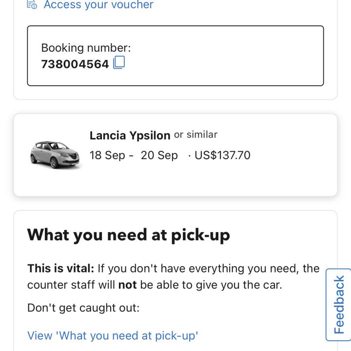 Rentalcars.com 1 star review on 12th October 2022