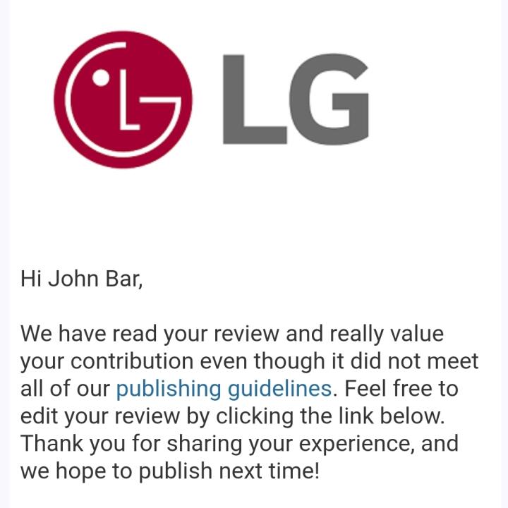 LG 1 star review on 27th March 2024
