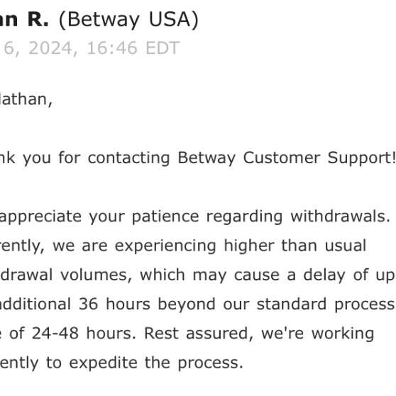 Betway 1 star review on 6th June 2024