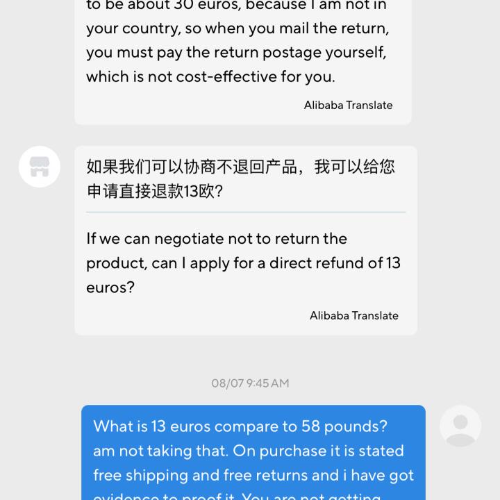 Aliexpress 1 star review on 10th July 2024