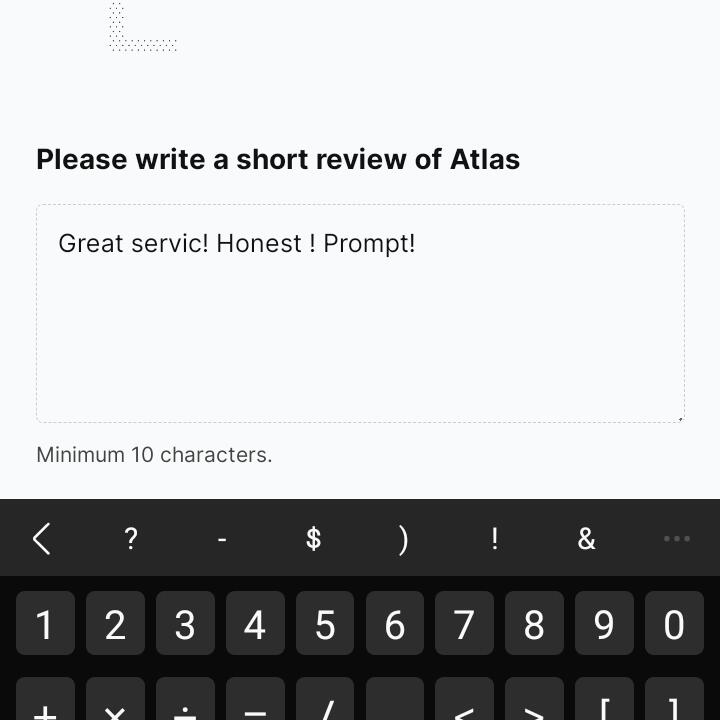 Atlas Rewards Credit Card 5 star review on 27th August 2024