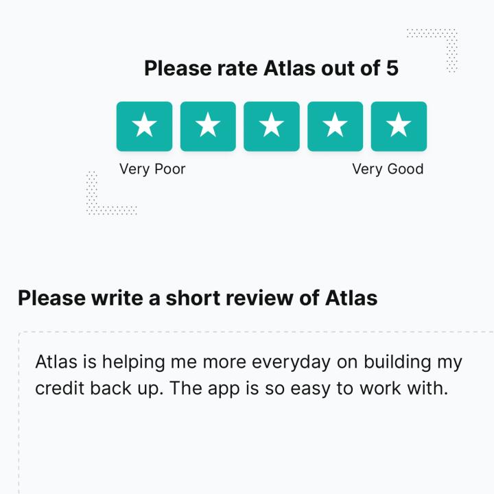 Atlas Rewards Credit Card 5 star review on 27th August 2024