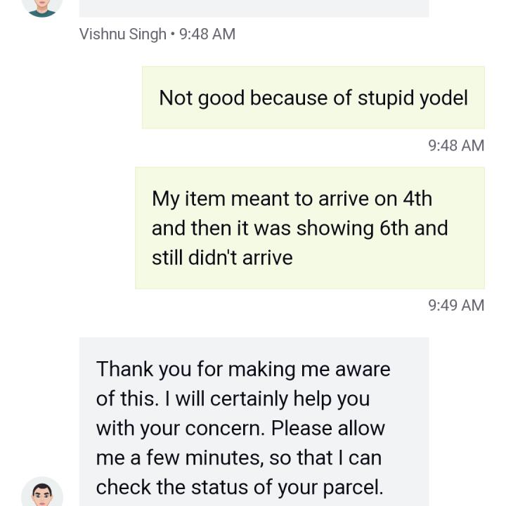 Yodel 1 star review on 8th April 2024