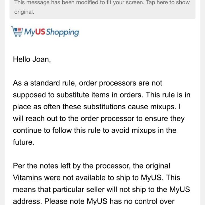 MyUS.com 1 star review on 11th May 2024