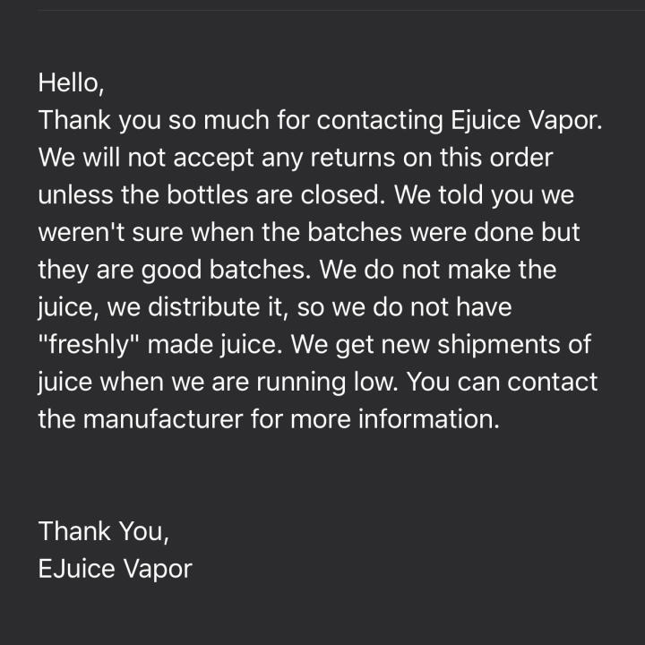 EJuiceVapor 1 star review on 17th September 2020
