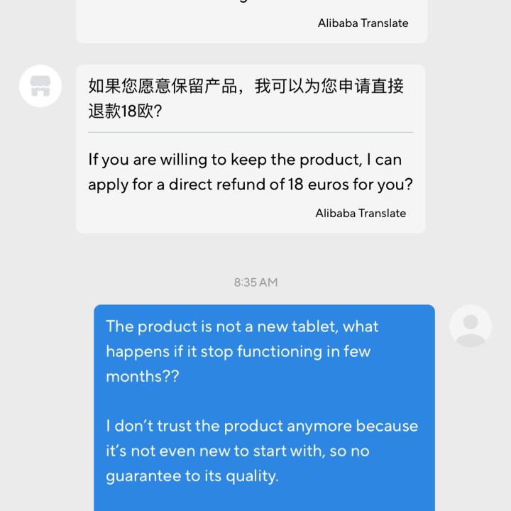 Aliexpress 1 star review on 10th July 2024