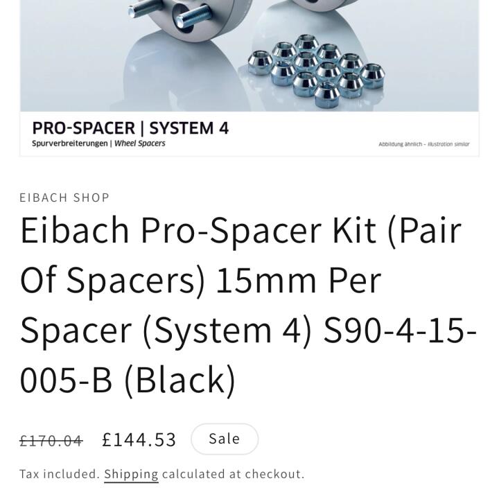 Eibach Shop  5 star review on 22nd February 2024
