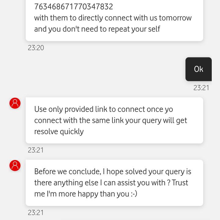 Vodafone 1 star review on 24th June 2022
