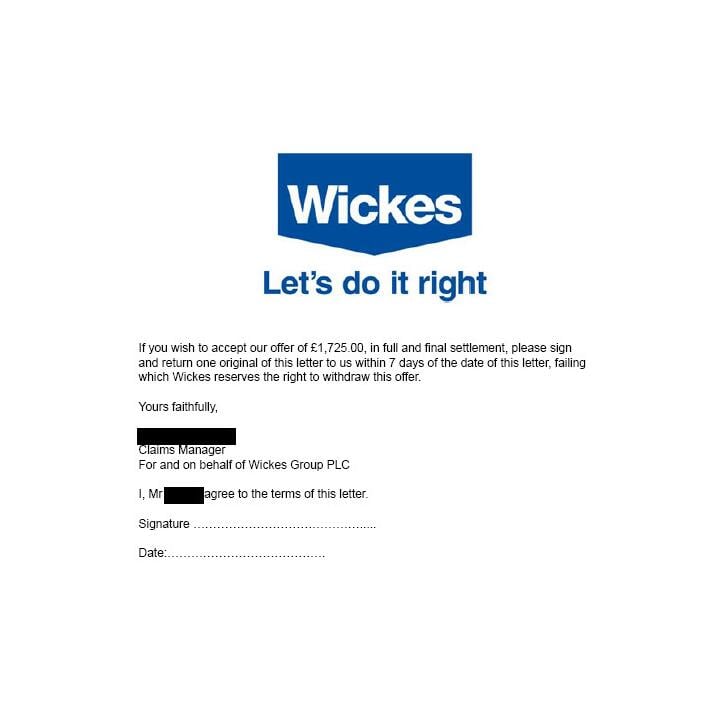 Wickes 1 star review on 26th June 2023