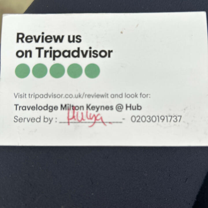 Travelodge UK 5 star review on 5th August 2023