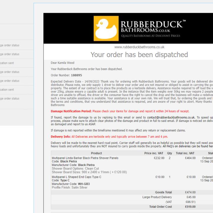 Rubberduck Bathrooms Ltd 1 star review on 19th September 2023