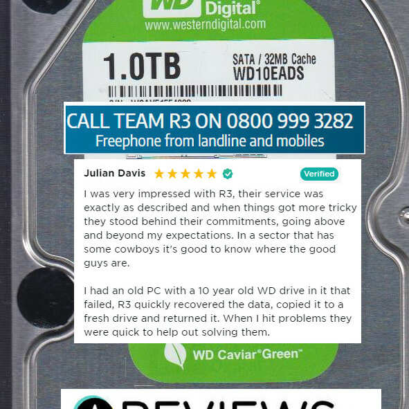 R3 Data Recovery Ltd 5 star review on 24th December 2021
