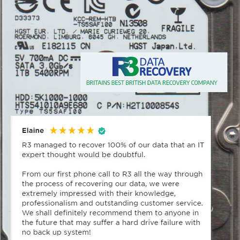R3 Data Recovery Ltd 5 star review on 2nd June 2021