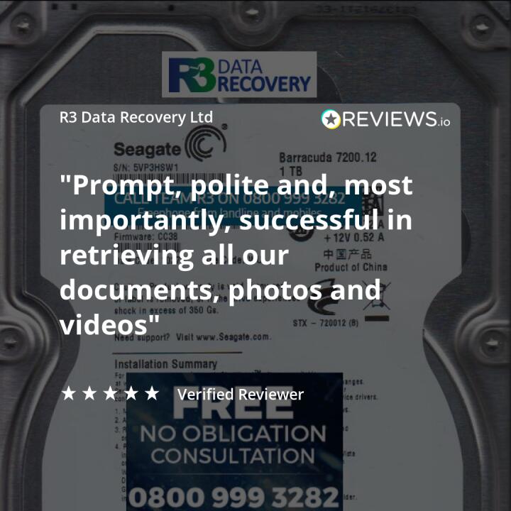 R3 Data Recovery Ltd 5 star review on 8th June 2021