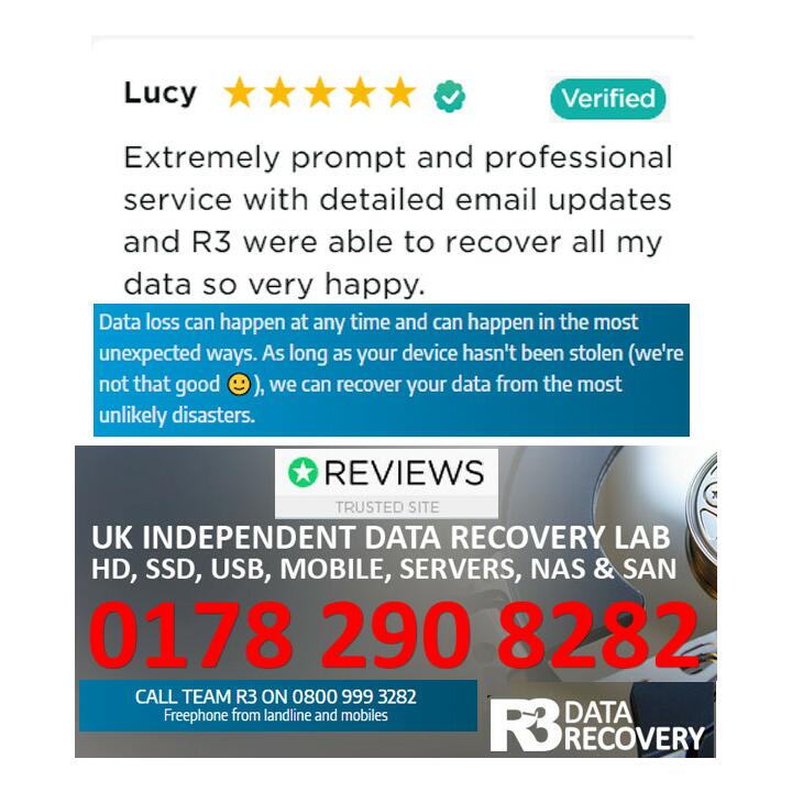 R3 Data Recovery Ltd 5 star review on 1st December 2021