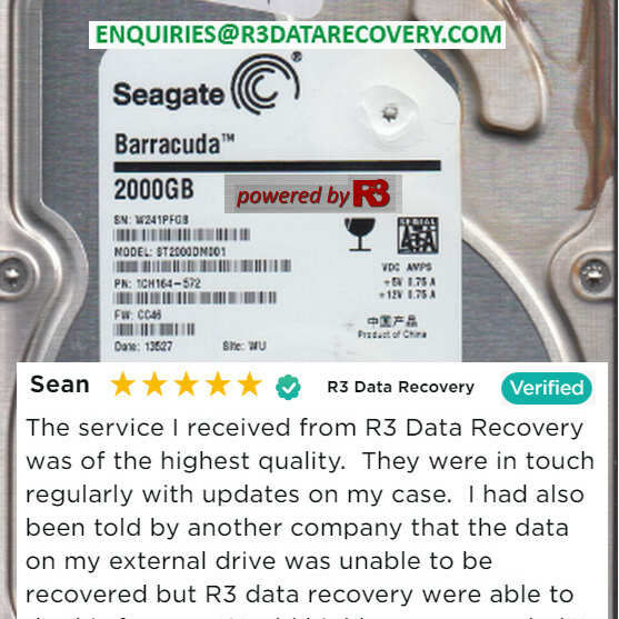 R3 Data Recovery Ltd 5 star review on 12th January 2022
