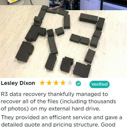 R3 Data Recovery Ltd 4 star review on 15th April 2015
