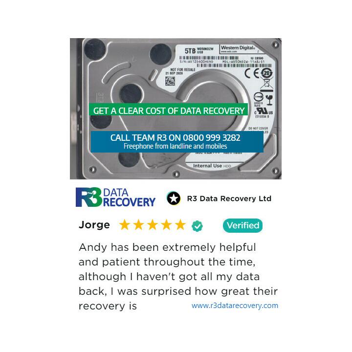 R3 Data Recovery Ltd 5 star review on 1st June 2021