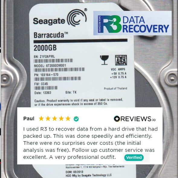 R3 Data Recovery 5 star review on 7th October 2021