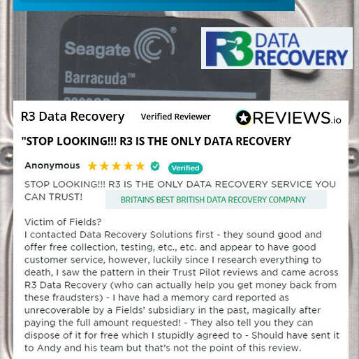 R3 Data Recovery 5 star review on 16th January 2022