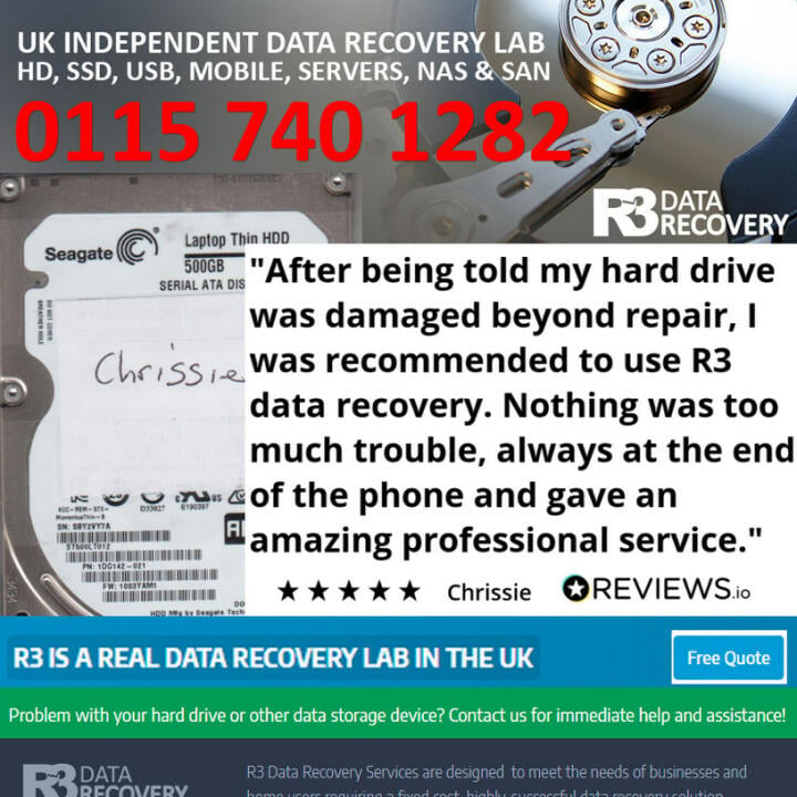 R3 Data Recovery 5 star review on 9th December 2021