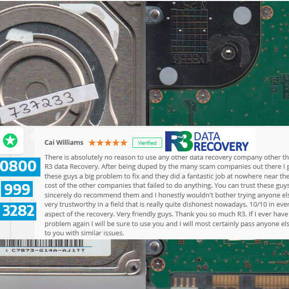 R3 Data Recovery 5 star review on 6th February 2018