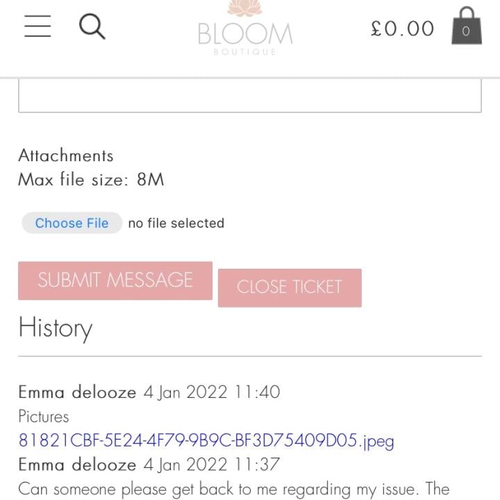 Bloom Boutique 1 star review on 4th January 2022