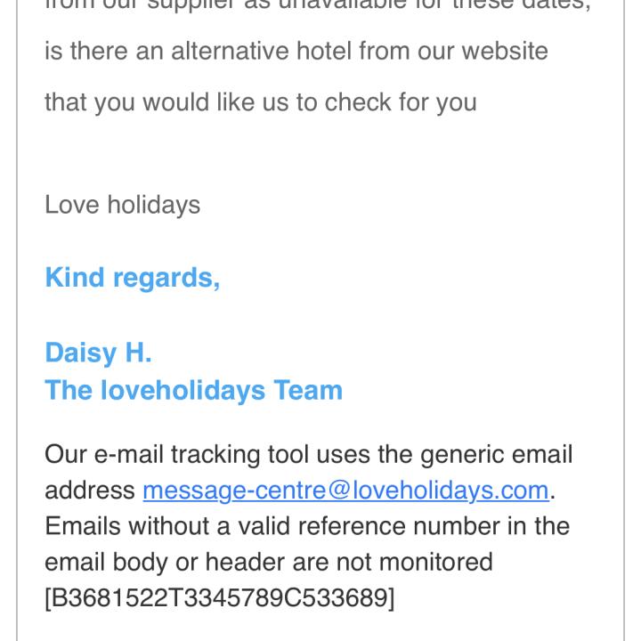loveholidays.com 1 star review on 25th July 2022