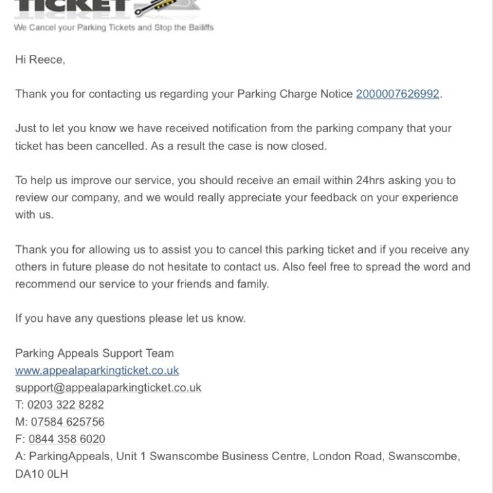 Parking Appeals & CCJ Removals 5 star review on 25th March 2018