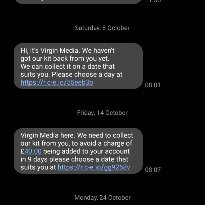 Virgin Media 1 star review on 28th October 2022