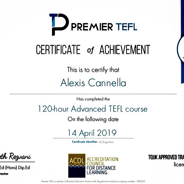 Premier TEFL  5 star review on 21st April 2019