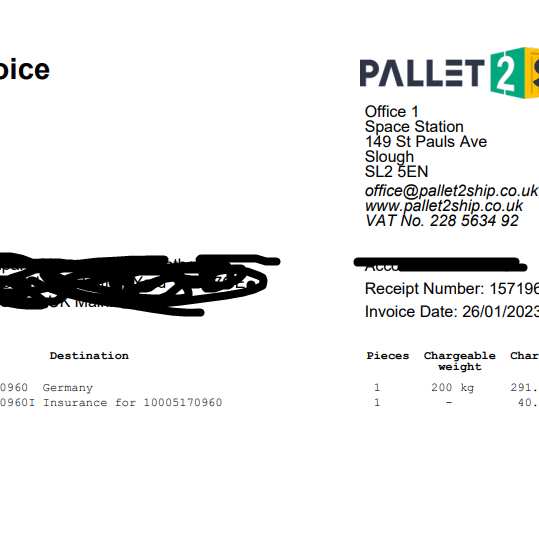 Pallet2Ship 5 star review on 30th January 2023