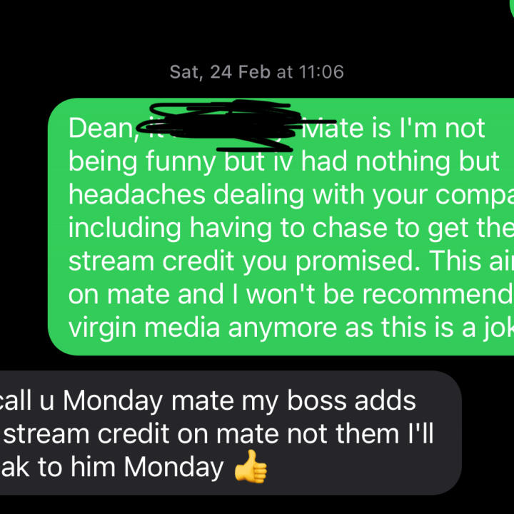 Virgin Media 1 star review on 6th March 2024