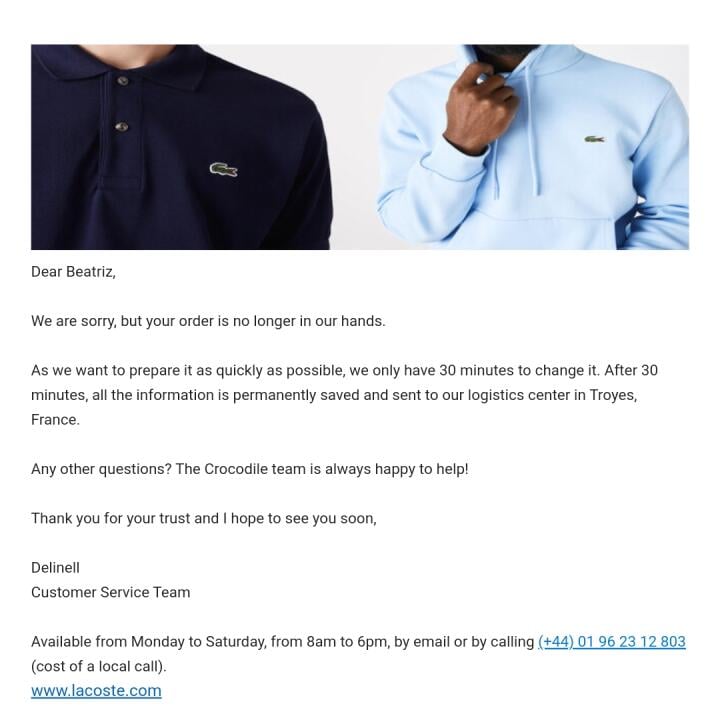 Lacoste 1 star review on 26th January 2023