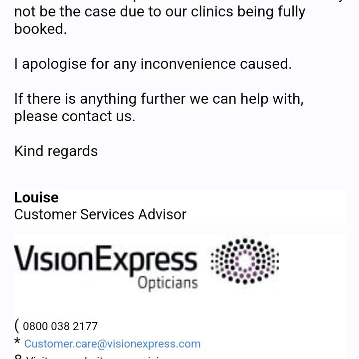 Vision Express 1 star review on 11th November 2022
