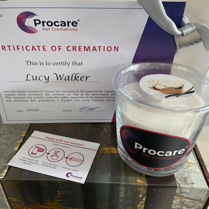 Procare Pet Cremations 5 star review on 15th April 2022