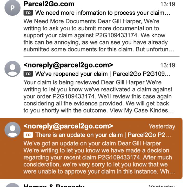 Parcel2Go  1 star review on 22nd August 2023