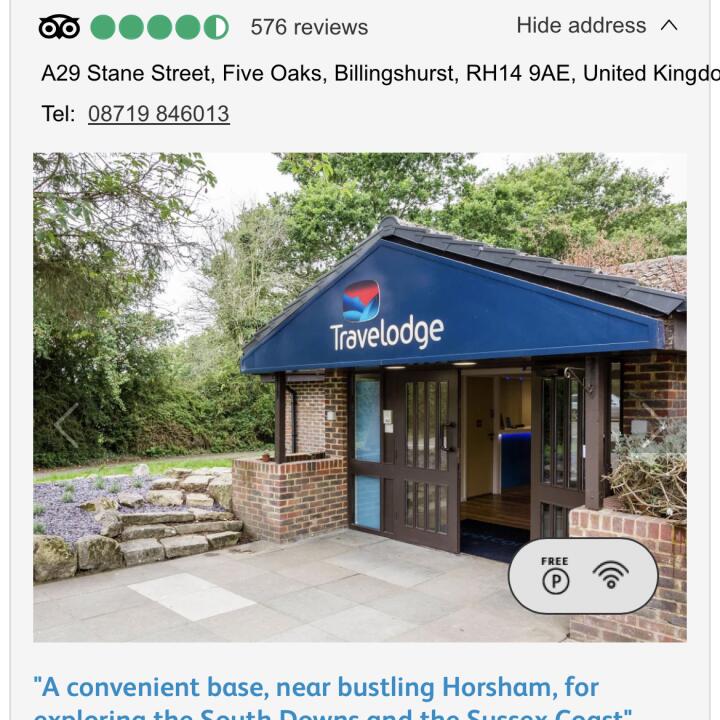 Travelodge UK 5 star review on 29th April 2023