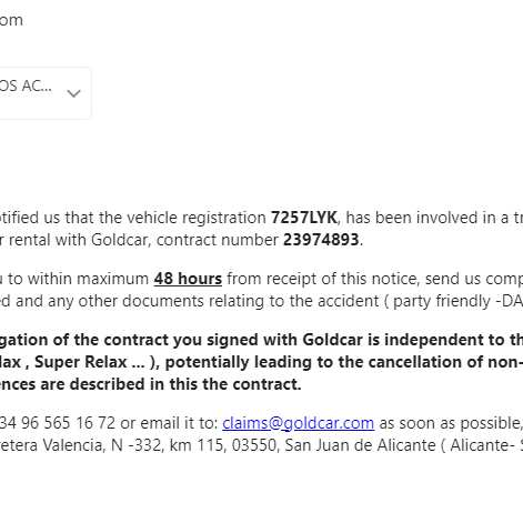 Goldcar 1 star review on 8th August 2023