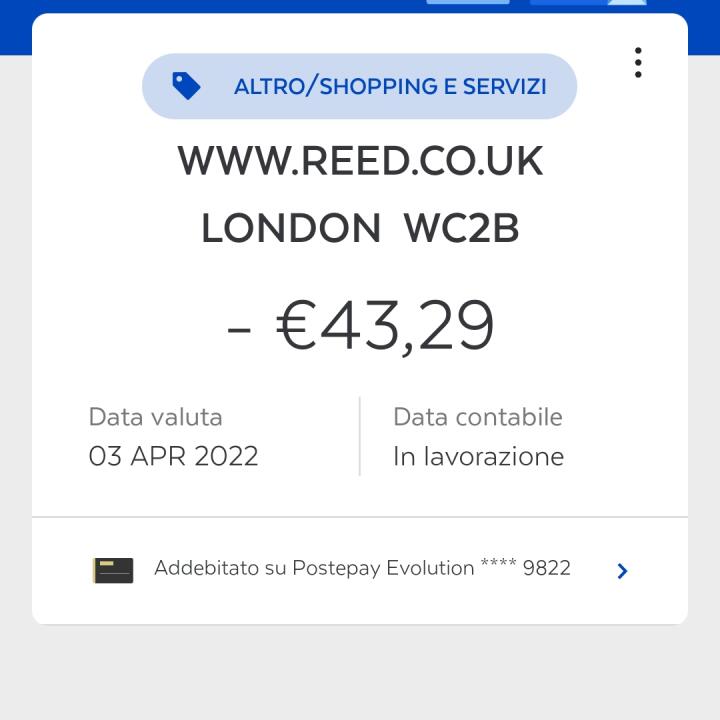 reed.co.uk 1 star review on 3rd April 2022