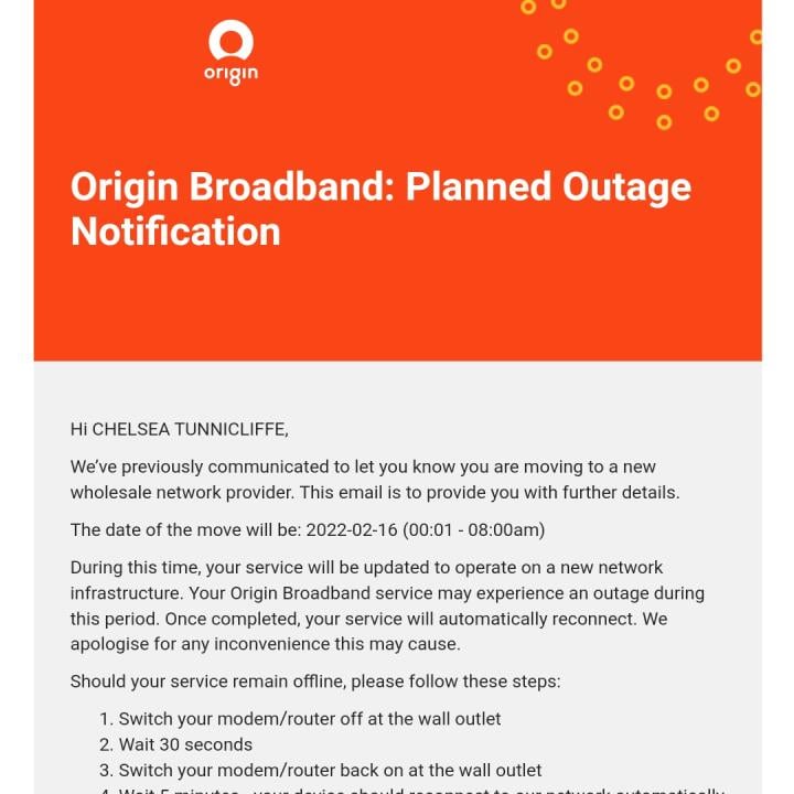 Origin Broadband 1 star review on 9th May 2022