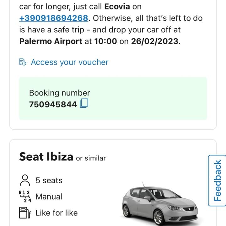 Rentalcars.com 1 star review on 23rd February 2023