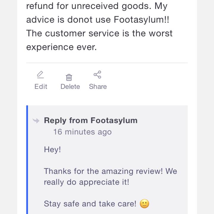 Footasylum 1 star review on 21st May 2020