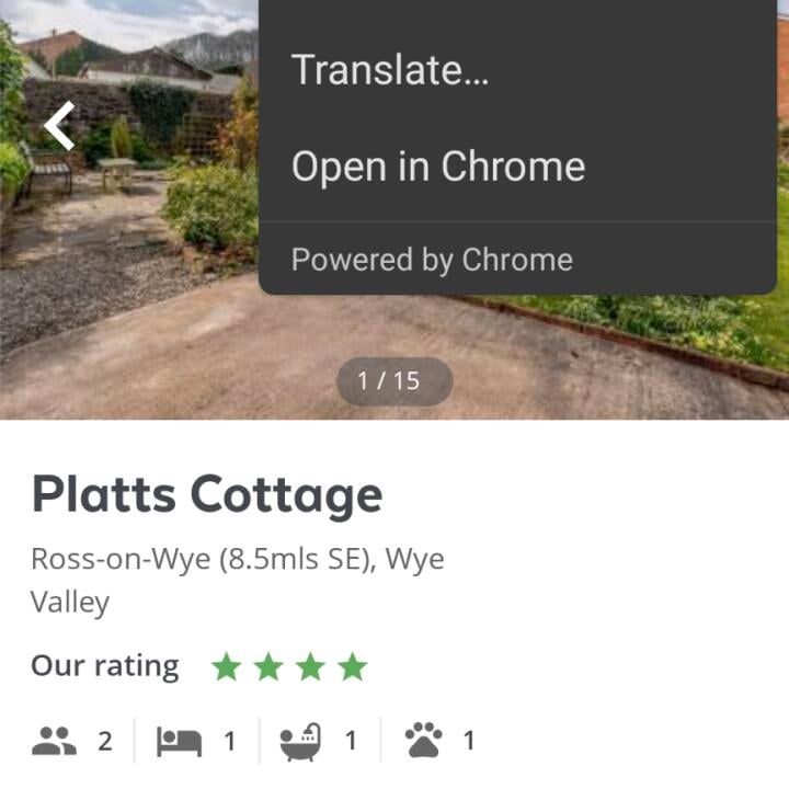 holidaycottages.co.uk 1 star review on 25th May 2022