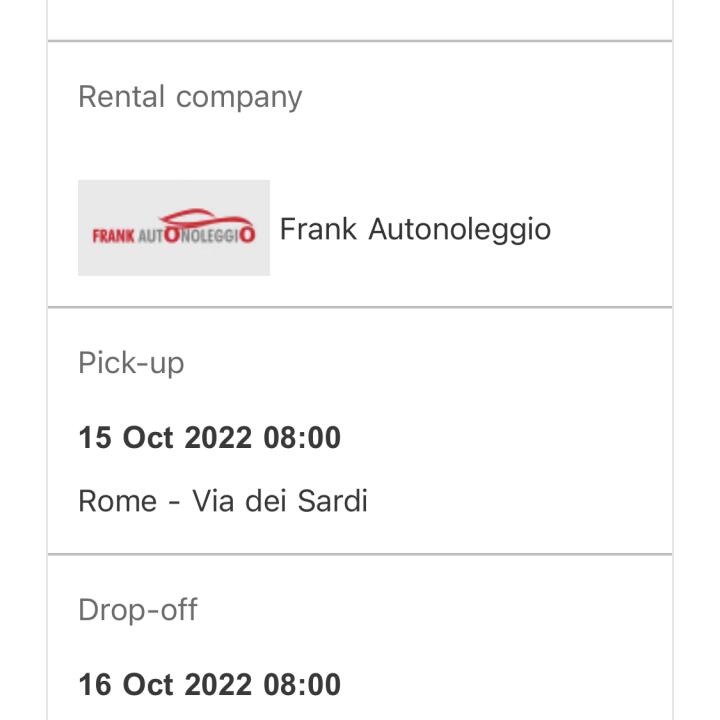 Rentalcars.com 1 star review on 14th October 2022