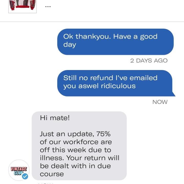 Depop 1 star review on 26th October 2022