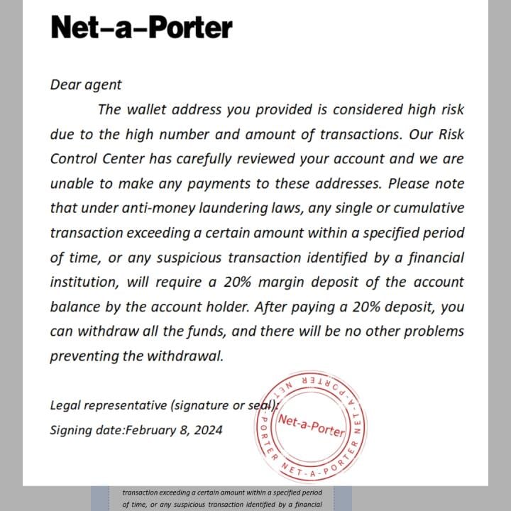 Net A Porter 1 star review on 1st March 2024