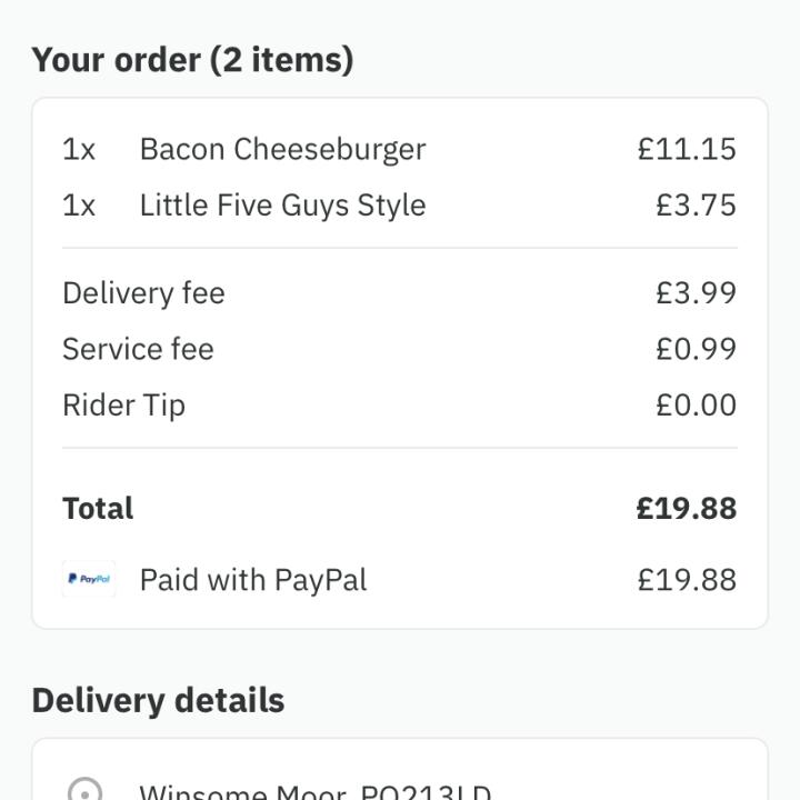 Deliveroo 1 star review on 28th January 2023