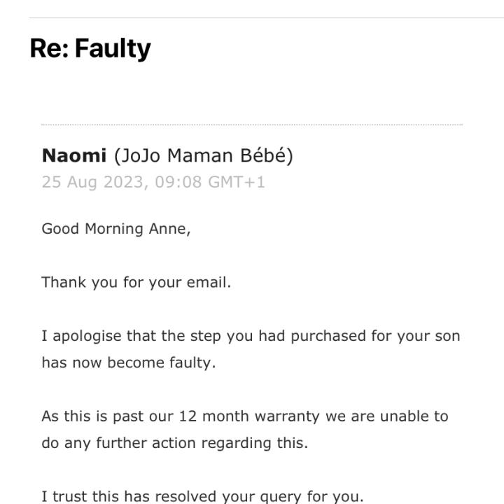 JoJo Maman Bebe 1 star review on 26th August 2023