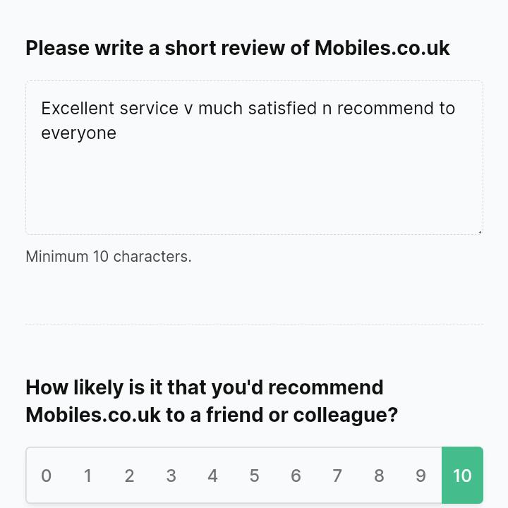 Mobiles.co.uk 5 star review on 5th December 2023